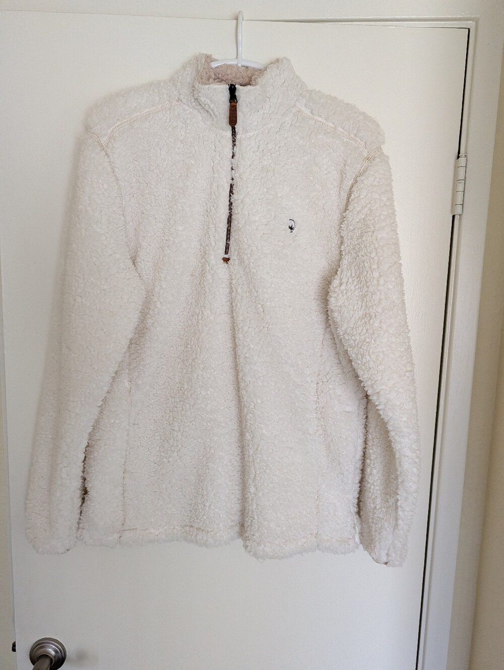 Southern Shirt M Cozy Cream Sherpa Quarter-Zip Pullover Sweater